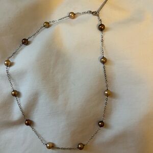 Sterling silver faux pearl necklace